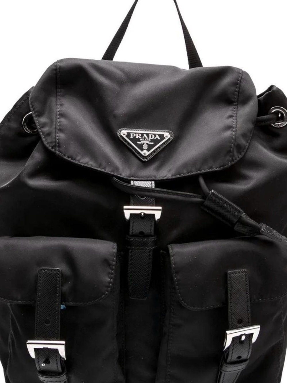 Prada Black Nylon Drawstring and Buckle Backpack for Men - Picture 1 of 6